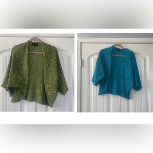 2️⃣ IMAN Sweaters: 1 Green Sequin Cardigan + 1 Teal Sequin Cardigan M/L
